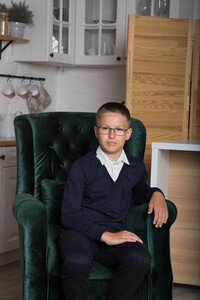 Школьная кофта-обманка синяя с белым  для мальчика SmileTime Scholar 164