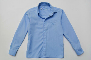 Рубашка для мальчика синяя  на кнопках с длинным рукавом SmileTime 128