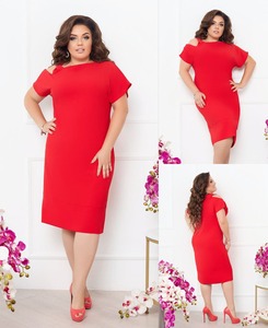 Жіноча сукня жниварка з коротким рукавом червоного кольору SKL120-305779
