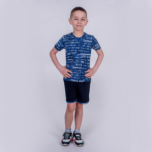 Летний костюм футболка с шортами для мальчика, SmileTime Fun, синий 110