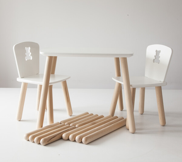 Комплект детский столик и 2 стула с дополнительными ножками №2