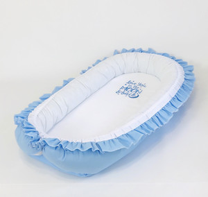 Кокон – гнёздышко с двухсторонним непромокаемым матрасом и ортопедической подушкой BabySoon Голубой