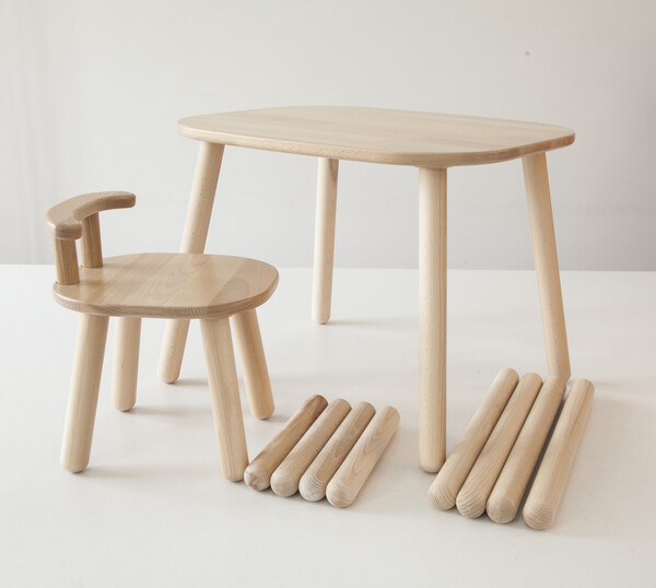 Комплект стол и стул детский 2-4 года с дополнительными ножками, натуральный бук №2 №2