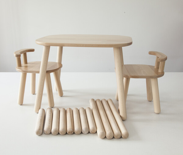 Комплект стол и 2 стула детских 2-4 года с дополнительными ножками, натуральный бук №2 №2