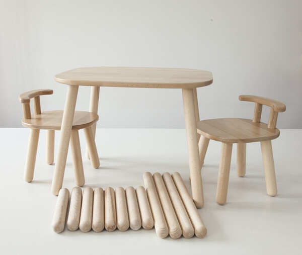 Комплект стол и 2 стула детских 2-4 года с дополнительными ножками, натуральный бук №2 №2 №2