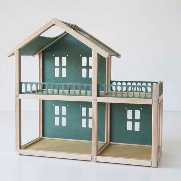 Деревянный кукольный домик зеленый №2