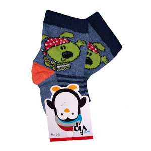 Шкарпетки для новонародженого темно-сині з помаранчевим «Песик»