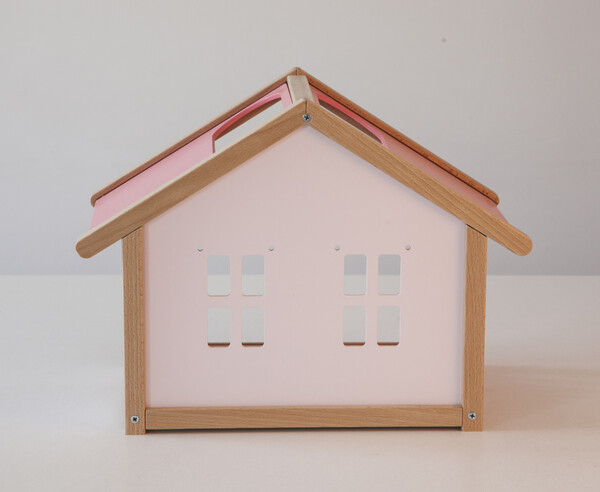 Деревянный мини кукольный домик розовый №2 №2