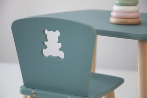 Комплект стол и стул детский 4-7 лет, серо-зеленый