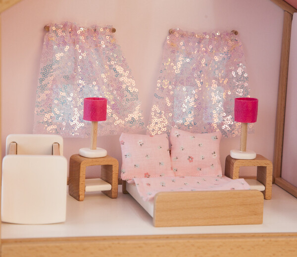 Деревянный кукольный мини домик с мебелью спальня №2 №2 №2