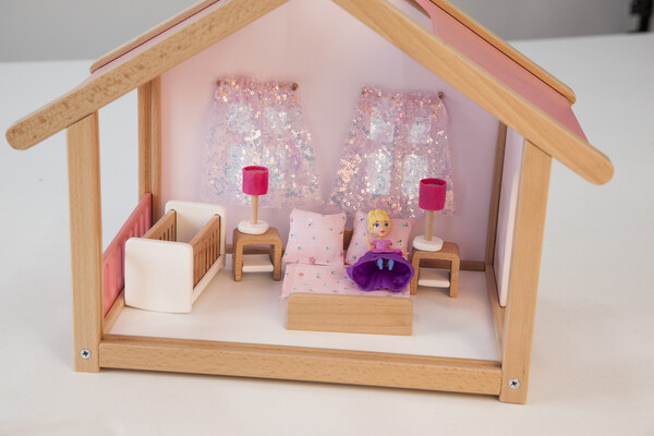 Деревянный кукольный мини домик с мебелью спальня №2 №2 №2 №2 №2