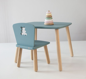 Комплект стол и стул 4-7 лет, серо-зеленый
