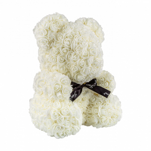 Кращий подарунок: ведмедик з штучних 3D троянд 25 см.