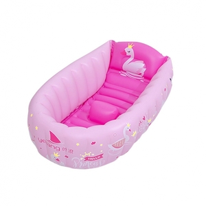 Надувная детская портативная ванночка бассейн для купания отдыха и пляжа Лебедь Розовый цвет SKL32-332838