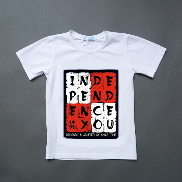 Белая футболка с принтом для мальчиков, SmileTime Independents №2 №2 №2